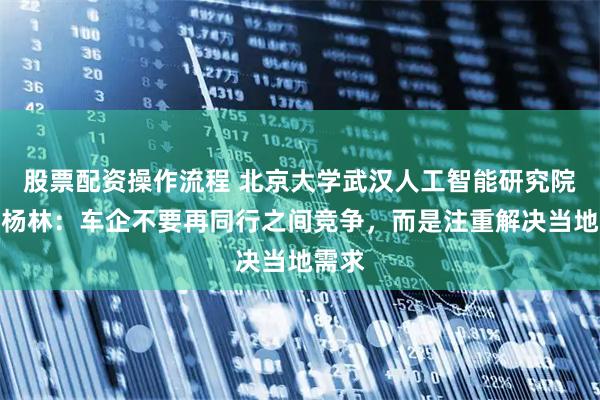 股票配资操作流程 北京大学武汉人工智能研究院教授杨林：车企不要再同行之间竞争，而是注重解决当地需求