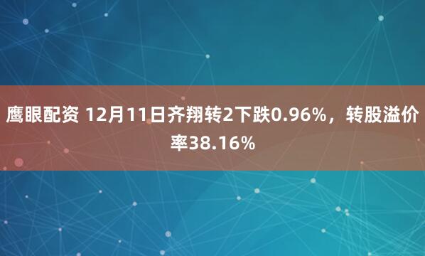 鹰眼配资 12月11日齐翔转2下跌0.96%，转股溢价率38.16%
